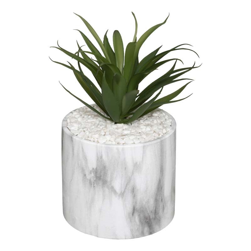 Plante Grasse Artificielle 18cm avec pot marbre - Silumen