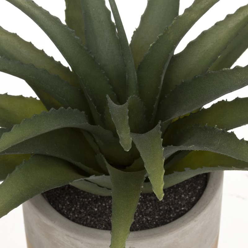 Plante verte artificielle Aloe Vera 28cm avec pot bicolore - Silumen
