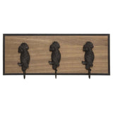 Wood wall coat holder birds 3 hooks