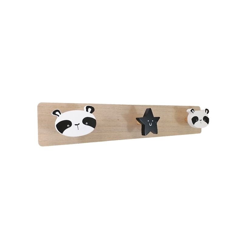 Porte-manteau mural en bois, Patère Panda, 48x6x8cm - Silumen