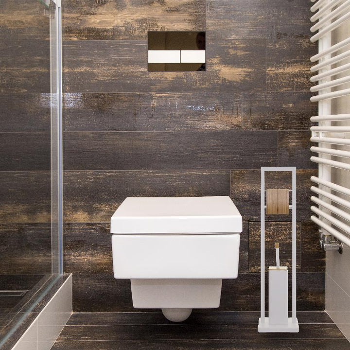 Porte papier toilette avec brosse WC en bambou - Silumen