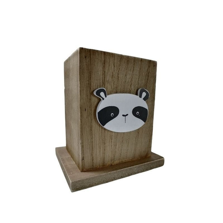 Pot à crayons en bois Panda 10x8x10.8cm - Silumen