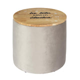 Pouf Round Storage Children in Wood - Gray