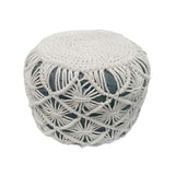 Runder geflochtener Makramee-Pouf 40 x 40 x 30 cm