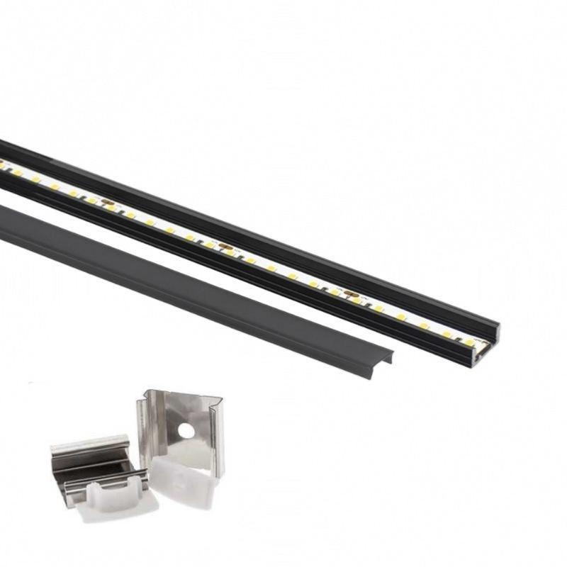 Profilé Aluminium 2m Noir pour Ruban LED - Cache Opaque Noir - Silumen