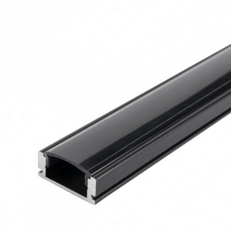 Profilé Aluminium 2m Noir pour Ruban LED - Cache Opaque Noir - Silumen