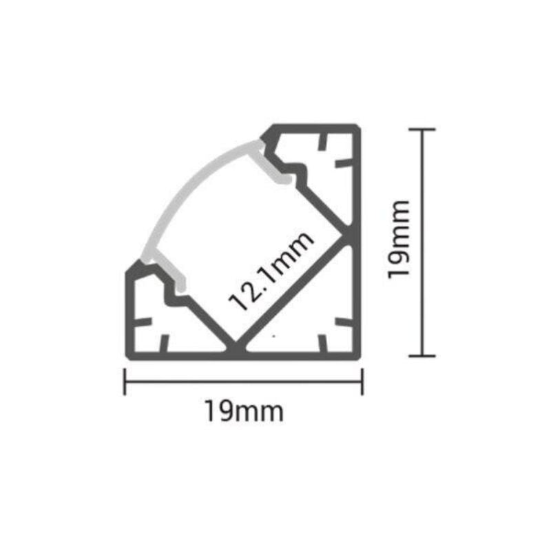 Profilé Aluminium Angle 2m pour Ruban LED Couvercle Blanc Opaque - Silumen