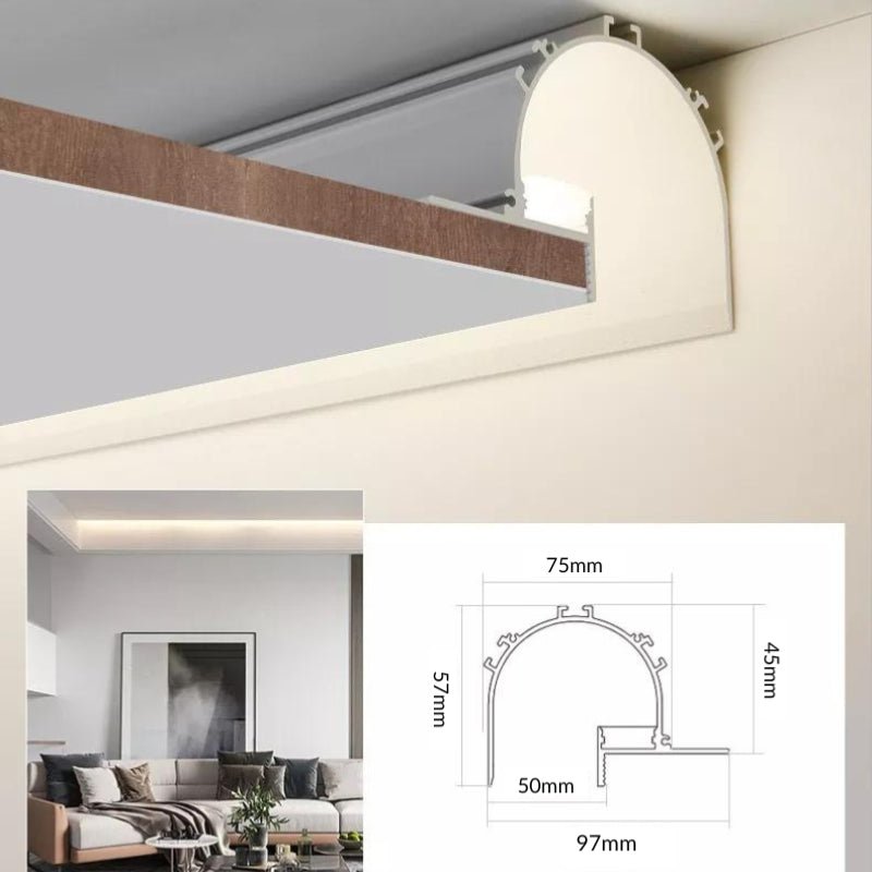 Profilé Aluminium Blanc 2m arrondi pour Ruban LED simple pour Faux-Plafond - Silumen
