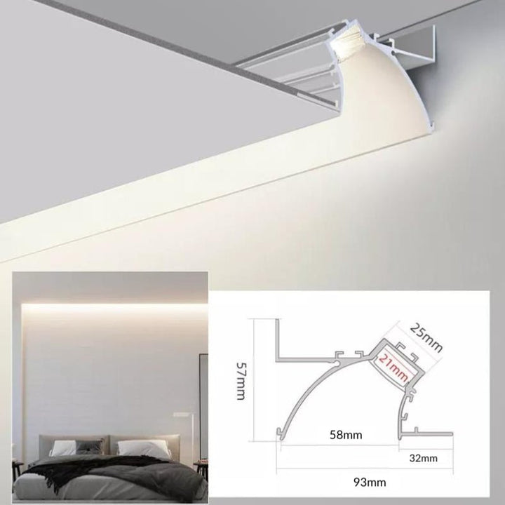 Profilé Aluminium Blanc 2m pour Ruban LED Double pour Faux-Plafond - Silumen
