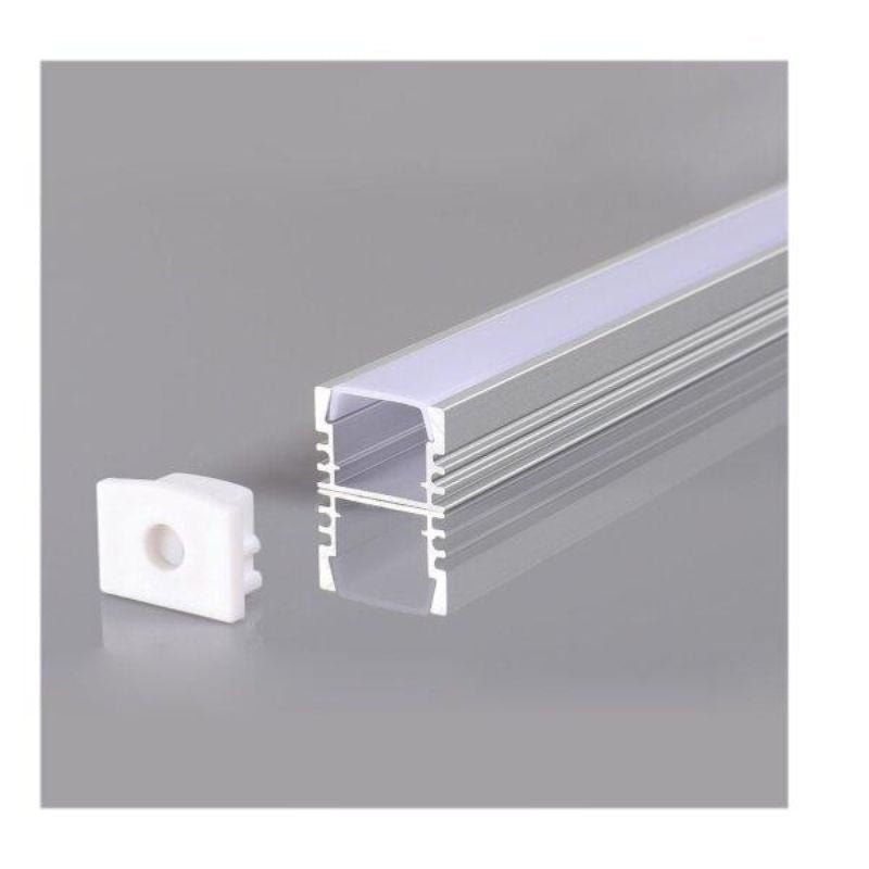 Profilé Aluminium Encastrable 2m pour Ruban LED Couvercle Blanc Opaque - Silumen