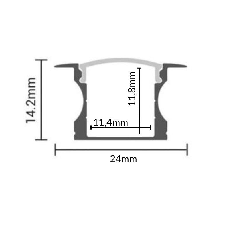 Profilé Aluminium Encastrable 2m pour Ruban LED Couvercle Blanc Opaque - Silumen