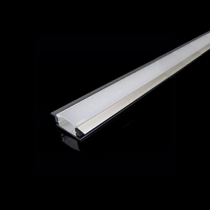 Profilé Aluminium Encastrable pour Bandeau LED Couvercle Blanc Opaque - Silumen