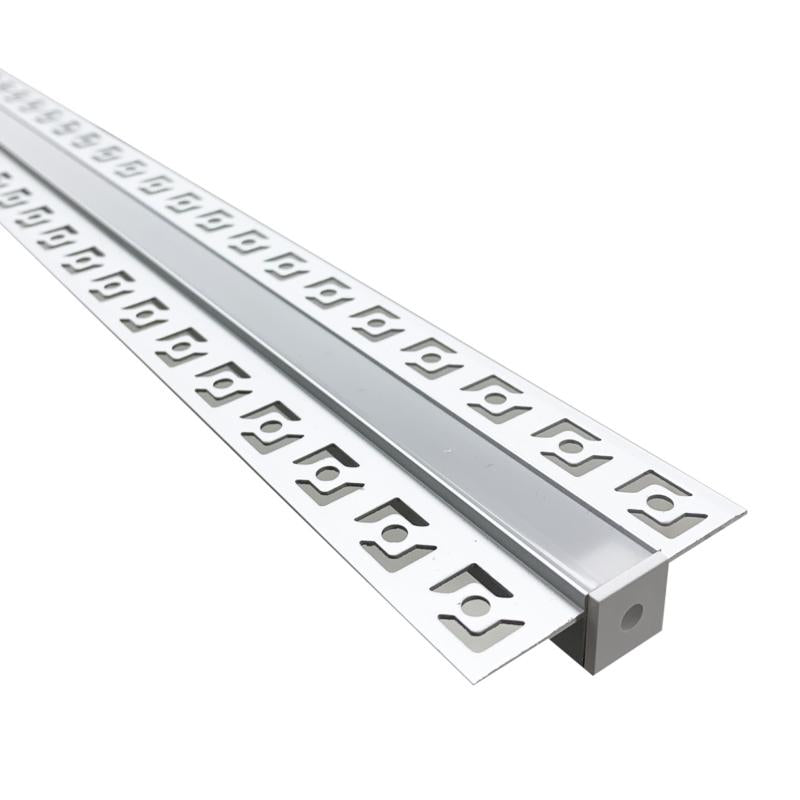 Profilé Aluminium encastrable pour Ruban LED Couvercle Blanc Opaque - Silumen