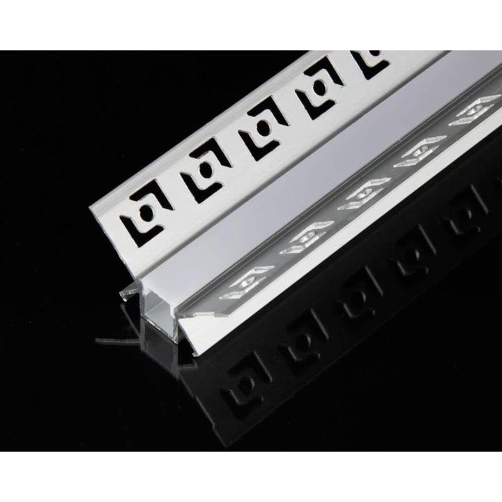 Profilé Aluminium encastré d'angle pour Ruban LED Couvercle Blanc Opaque - Silumen