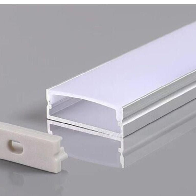 Profilé Aluminium Large 2m avec Cache Opaque Blanc - Silumen