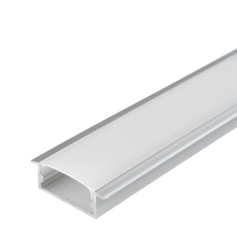 Profilé Aluminium Large Encastrable 2m pour Ruban LED - Cache Opaque Blanc - Silumen