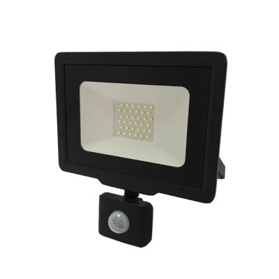 Projecteur LED 50W Détecteur de Mouvement Crépusculaire Extra Plat IP65 NOIR - Silumen