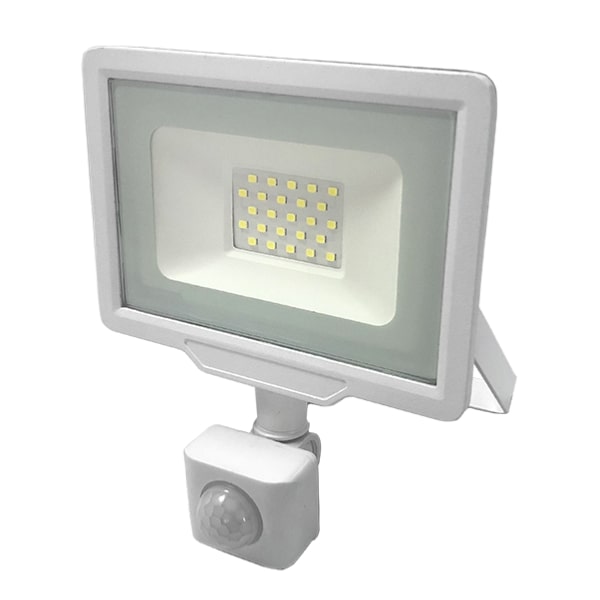 Projecteur LED Extérieur 20W IP65 BLANC avec Détecteur de Mouvement Crépusculaire 120° - Silumen