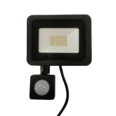 Projecteur LED Extérieur 20W IP65 NOIR avec Détecteur de Mouvement Crépusculaire - Silumen