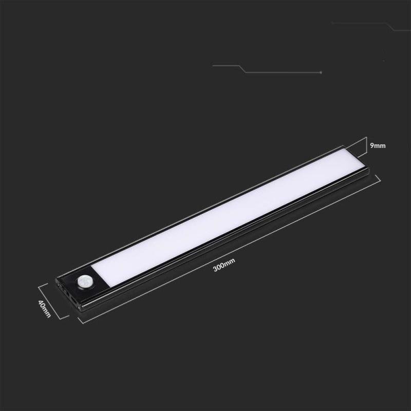 Réglette LED Rechargeable USB 30cm 1,5W Noire avec Détecteur de mouvement - Silumen