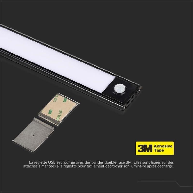 Réglette LED Rechargeable USB 60cm IP40 avec Détecteur de mouvement - Silumen