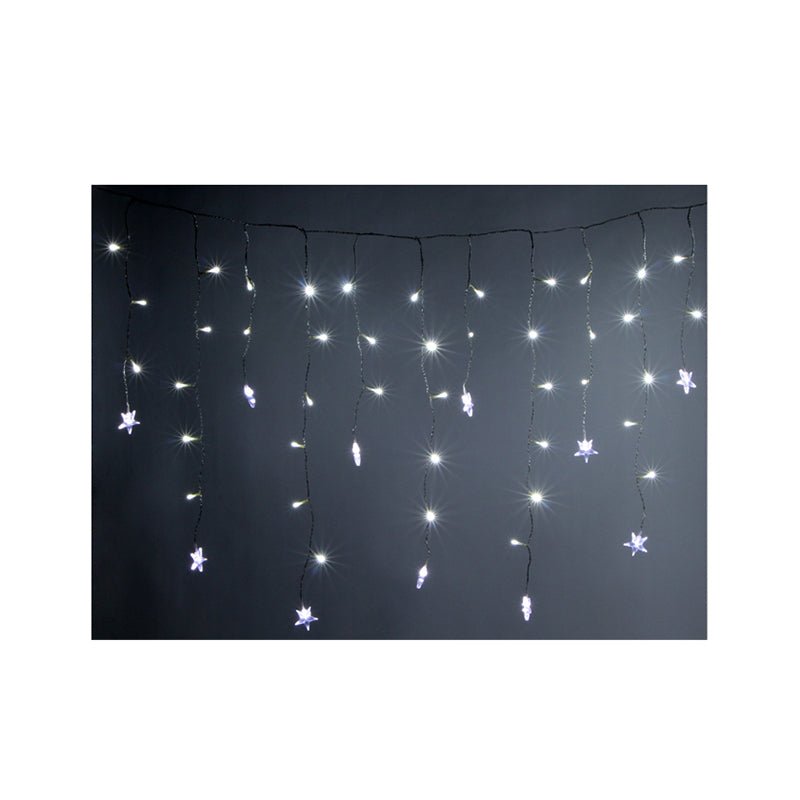 Rideau lumineux 100LED IP44 2x0.7M - câble transparent, BLANC FROID - Silumen