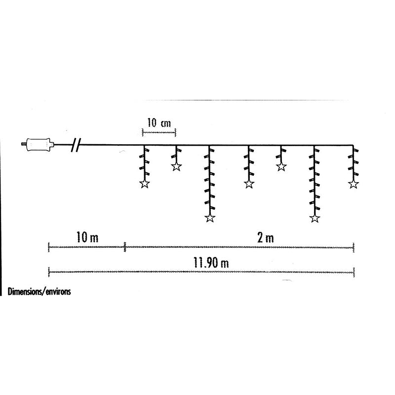 Rideau lumineux 100LED IP44 2x0.7M - câble transparent, BLANC FROID - Silumen