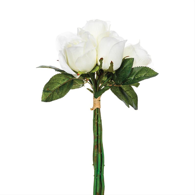 Roses Artificielles Blanches 31cm Bouquet de 7 - Silumen