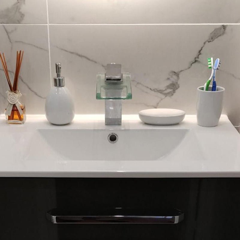 Set de salle de bain en céramique blanc - 3 accessoires - Silumen