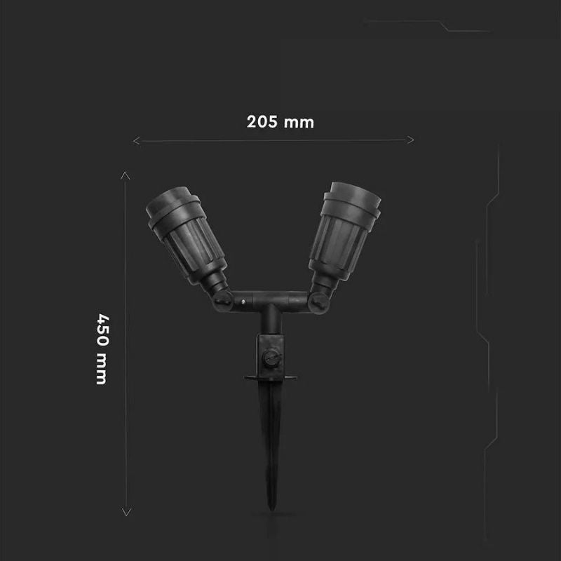 Spot à Piquer LED 2 Têtes Extérieur IP44 pour Ampoule E27 - Silumen