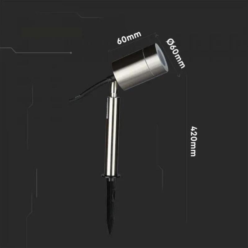 Spot Extérieur à Piquer Acier Inoxydable IP44 pour Ampoule GU10 - Silumen