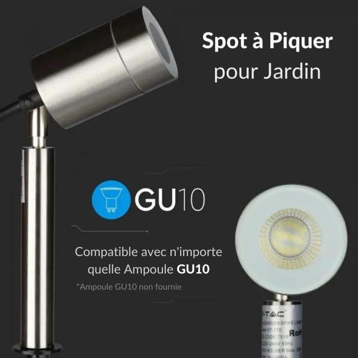 Spot Extérieur à Piquer Acier Inoxydable IP44 pour Ampoule GU10 - Silumen