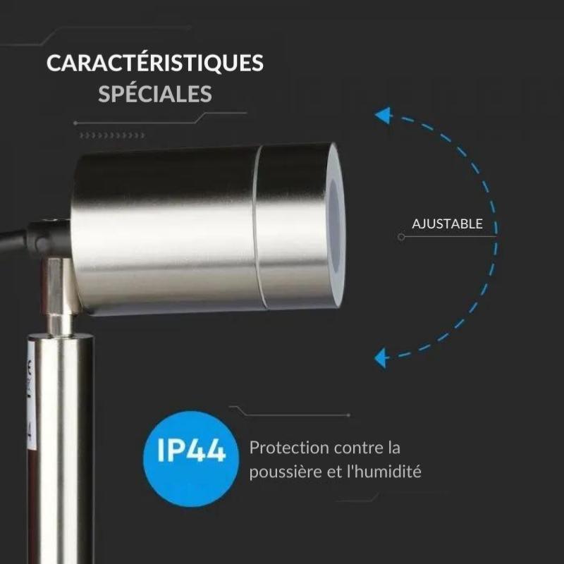 Spot Extérieur à Piquer Acier Inoxydable IP44 pour Ampoule GU10 - Silumen