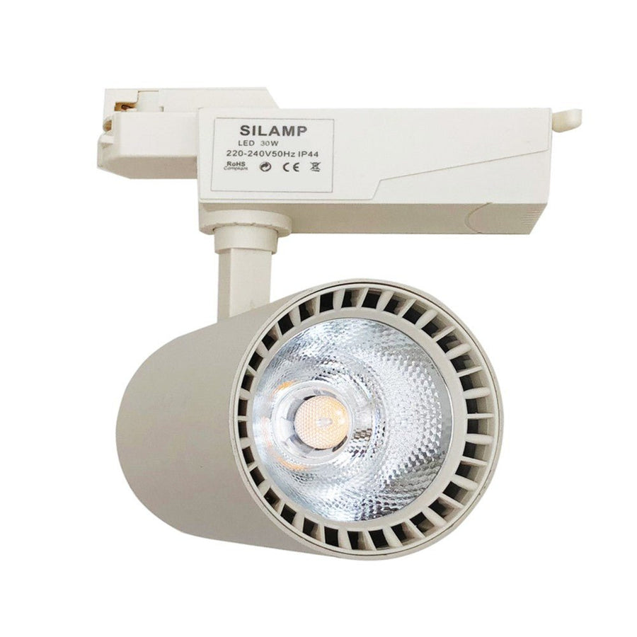 Spot LED sur Rail 30W 80° Monophasé BLANC - Silumen