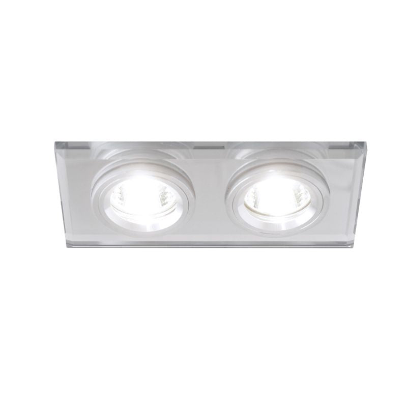 Support Double Encastrable Verre et Chrome pour Ampoule LED GU10 + Douille - Silumen