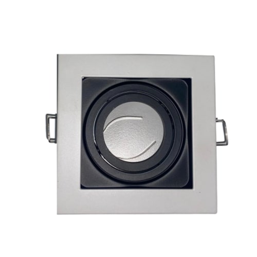 Support Spot Encastrable GU10 Orientable Carré Blanc - Silumen