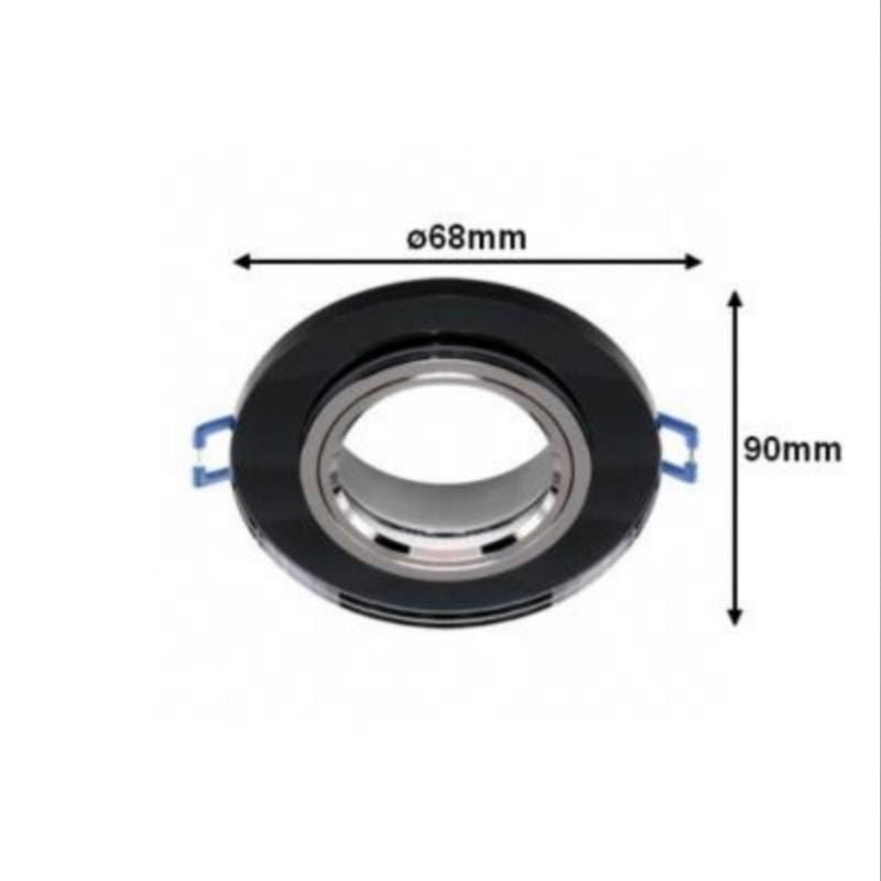 Support Spot Encastrable GU10/MR16 Orientable Rond Verre et Noir - Silumen