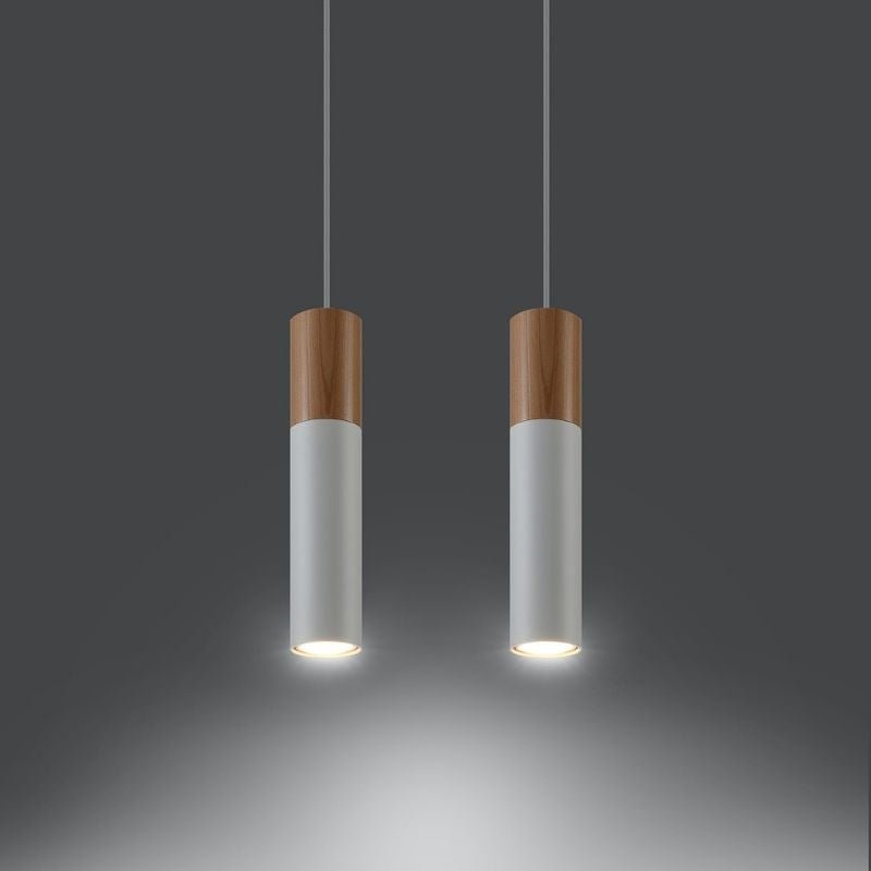 Suspension 2 Lampes Bois pour Ampoule GU10 - Silumen