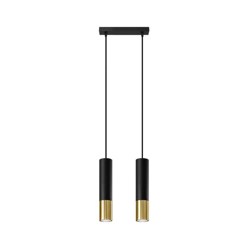 Suspension 2 Lampes Noire Or pour Ampoule GU10 - Silumen