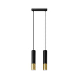 Suspension 2 Lampes Noire Or pour Ampoule GU10