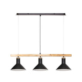 Suspension 3 Metal and wood lamps 104x32cm