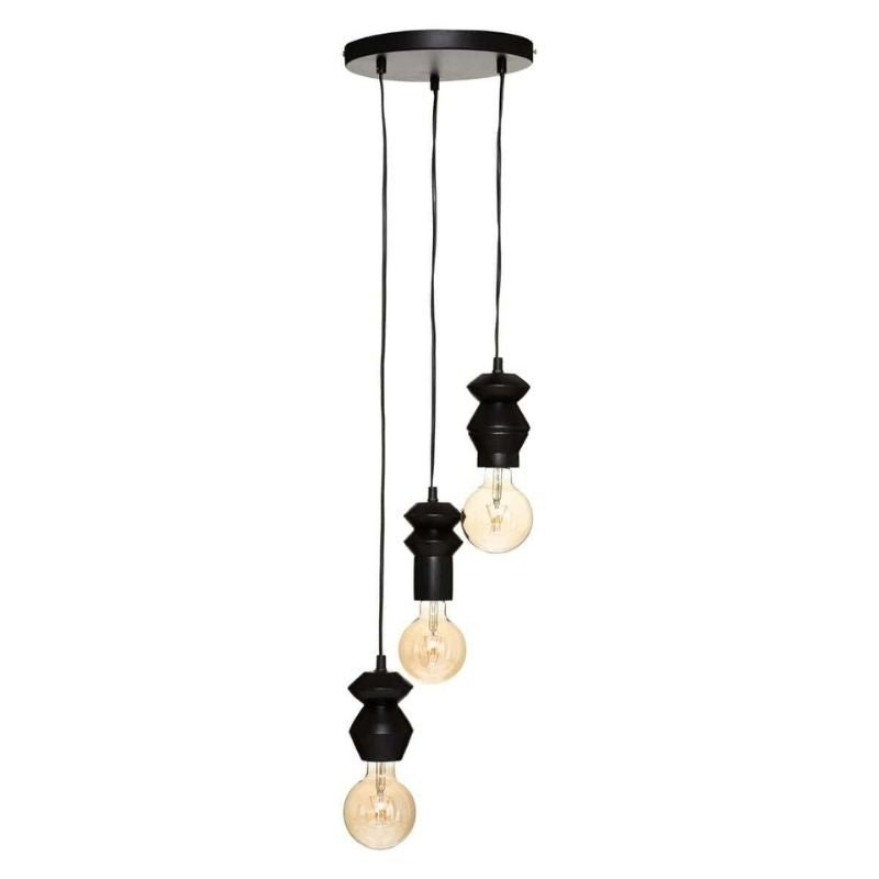 Suspension 3 Lampes en Métal et Pin 25x95cm - Silumen