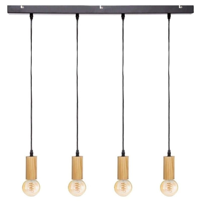 Suspension 4 Lampes en Métal et Pin 80x110cm - Silumen