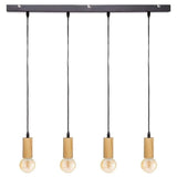 Suspension 4 Lampes en Métal et Pin 80x110cm