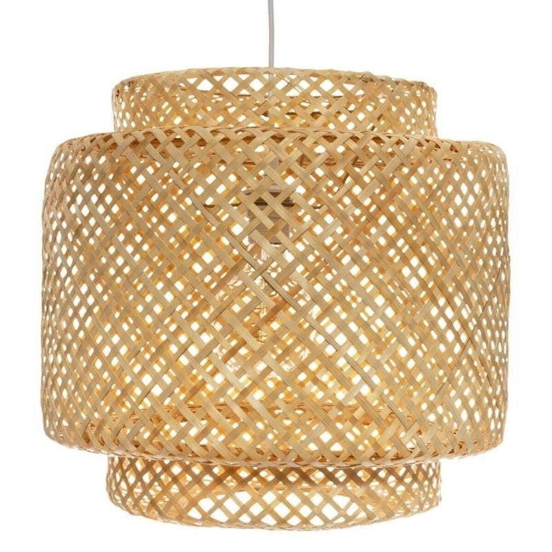 Suspension Bambou Naturel Beige 30 cm pour Ampoule E27 - Silumen