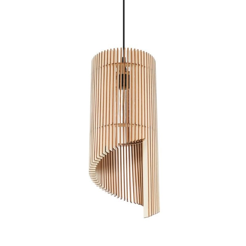 Suspension Bois Géométrique design pour Ampoule E27 - Silumen