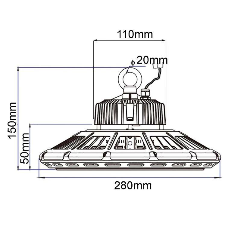 Suspension Industrielle HighBay UFO 100W IP65 NOIR - Silumen