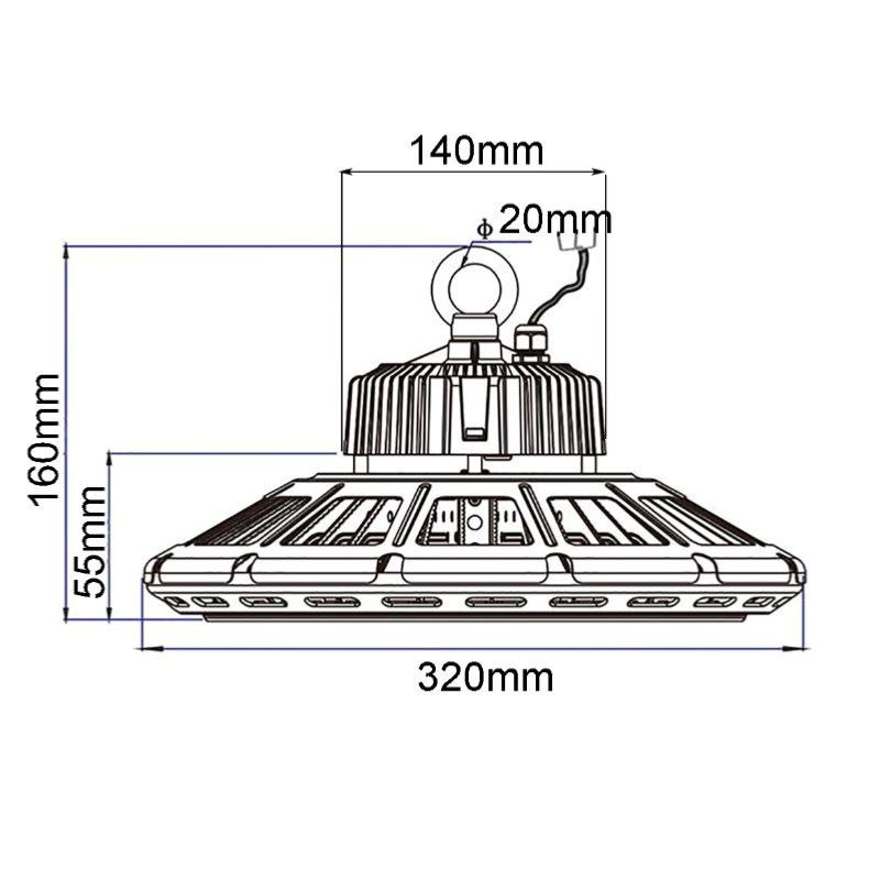 Suspension Industrielle HighBay UFO 150W IP65 NOIR - Silumen