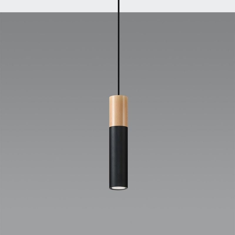 Suspension Lampe Bois Noire pour Ampoule GU10 - Silumen