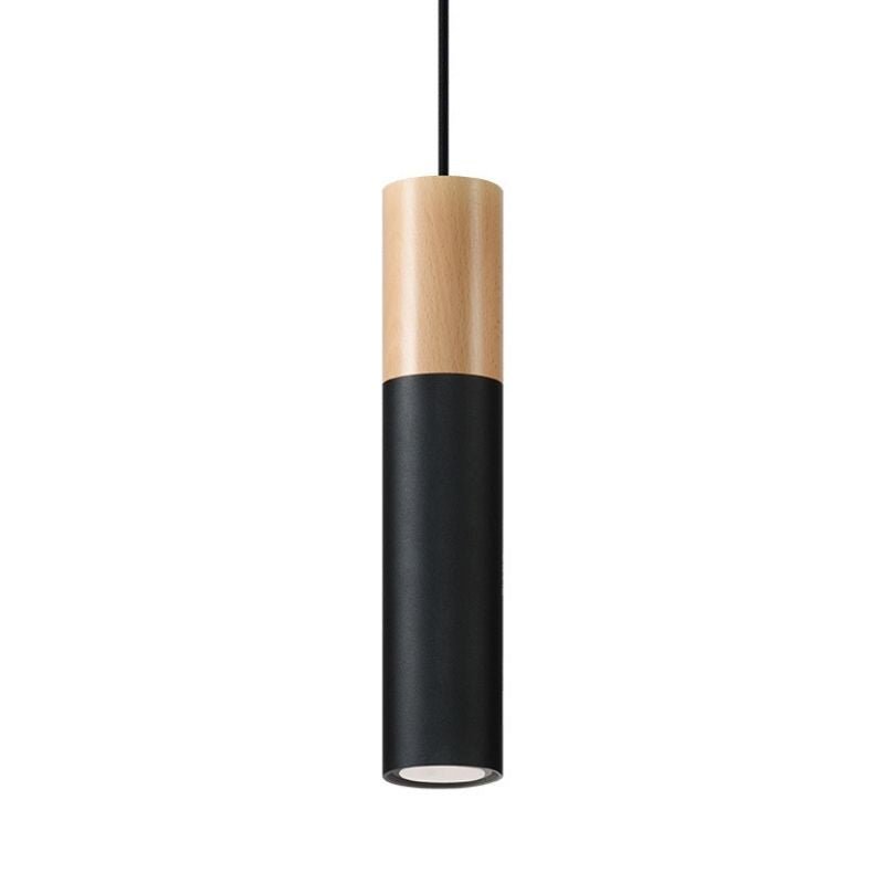 Suspension Lampe Bois Noire pour Ampoule GU10 - Silumen